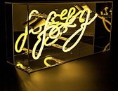 Foxy Geel Neon Tafellamp in Acryl Lijst Kader 38 x 19 x 12 cm