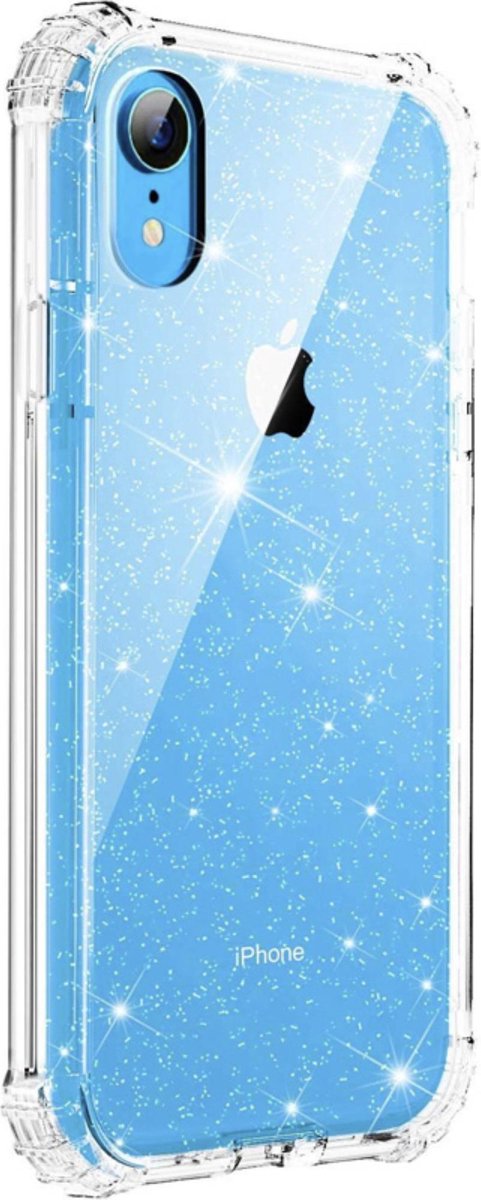 Geschikt voor Apple iPhone XR Backcover - Transparant - Glitter - Shockproof TPU case