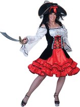 Funny Fashion - Piraat & Viking Kostuum - Piraat Nieuw Amsterdam Jurk Vrouw - Rood - Maat 36-38 - Carnavalskleding - Verkleedkleding