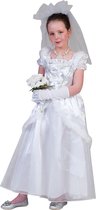 Funny Fashion - Feesten & Gelegenheden Kostuum - Mini Bruidje In Het Wit - Meisje - Wit / Beige - Maat 104 - Carnavalskleding - Verkleedkleding
