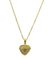 RVS Letter B Ketting met Hartje - Goud Kleur - Met Gratis Organza Zakje