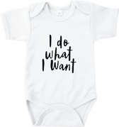 Rompertjes baby met tekst - I do what i want - Romper wit - Maat 62/68