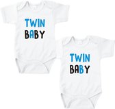 Rompertjes baby met tekst - Twin Baby - Romper wit - Maat 62/68