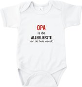 Rompertjes baby met tekst - Opa is de allerliefste van de hele wereld - Romper wit - Maat 50/56