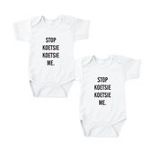 Rompertjes baby met tekst - Stop koetsie koetsie me - Romper wit - Maat 74/80