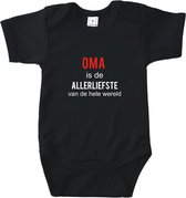 Rompertjes baby met tekst - Oma is de allerliefste van de hele wereld - Romper zwart - Maat 62/68