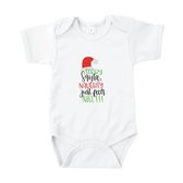 Go Mama® Baby Cadeau - Kerst cadeau - Rompertjes Baby met tekst - Sorry Santa Naughty just feels nice! - Katoen - Wit - Maat 50/56 - Korte mouw