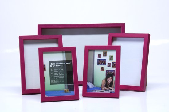Multiframe - ensemble de 5 cadres photo de différentes tailles - rose