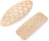 Beige haarclips met croco/krokodillen print, twee stuks
