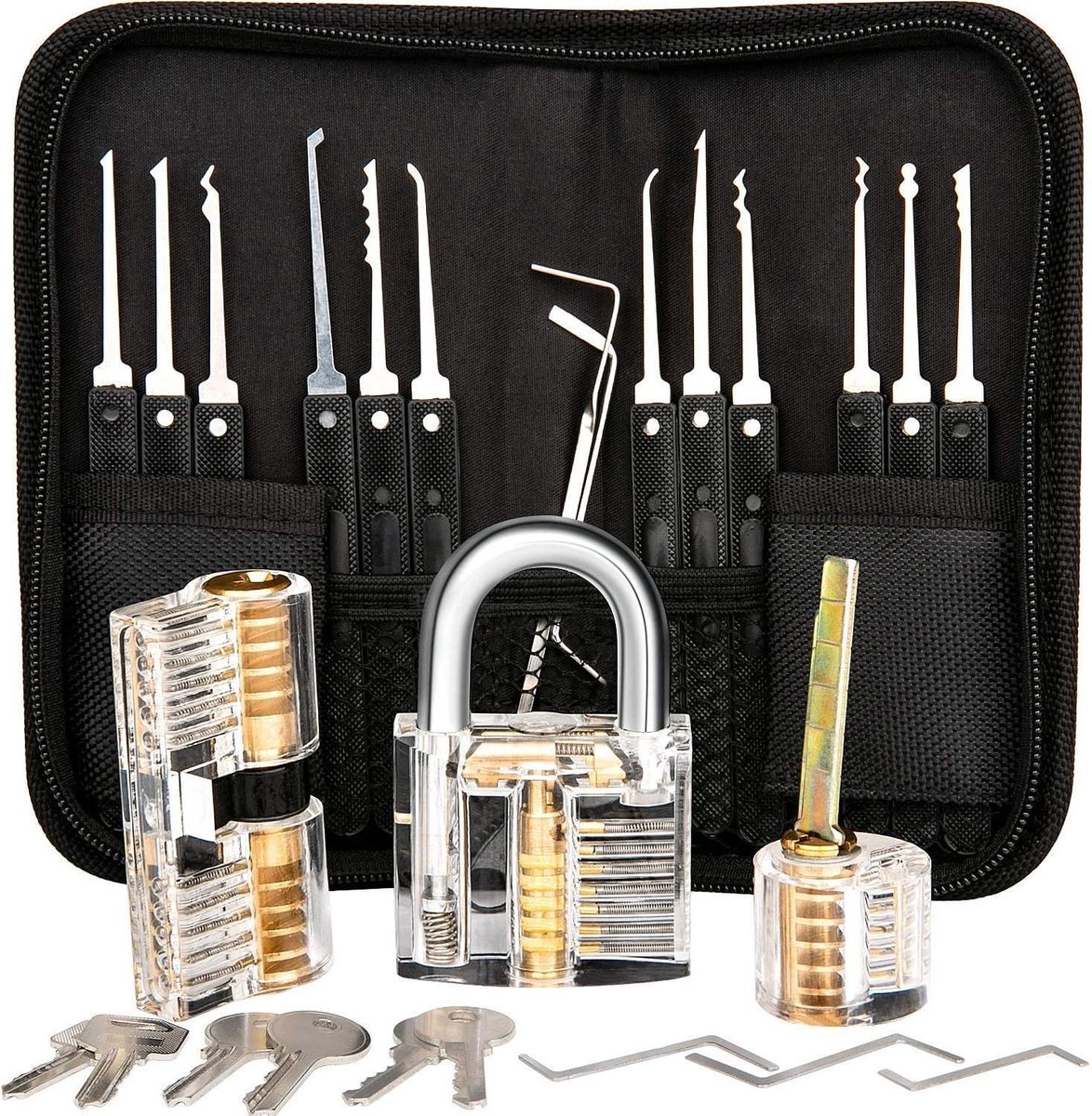 Uitgebreide Lockpick Set met 3 sloten - Lockpicking - Lock pick gereedschap tools - Lockpicken voor