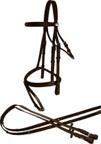 Hoofdstel Rider Pro Basic bruin onderlegd gecombineerd neusriem rvs - Bruin, MM Shetland