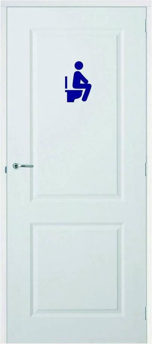Deursticker Man op Wc - Donkerblauw - 6 x 10 cm toilet overige stickers - toilet