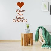 Muursticker Enjoy The Little Things -  Bruin -  71 x 100 cm  -  woonkamer  slaapkamer  engelse teksten  alle - Muursticker4Sale