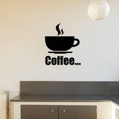 Muursticker Coffee - Zwart - 40 x 48 cm - keuken engelse teksten bedrijven