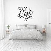 Muursticker I Love You Met Hartjes -  Zwart -  120 x 120 cm  -  slaapkamer  engelse teksten  alle - Muursticker4Sale