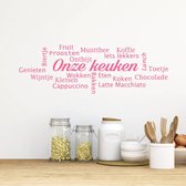 Muursticker Onze Keuken -  Roze -  120 x 45 cm  -  nederlandse teksten  keuken  alle - Muursticker4Sale