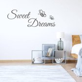 Muursticker Sweet Dreams - Donkergrijs - 80 x 28 cm - slaapkamer engelse teksten