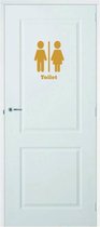 Deursticker Toilet - Goud - 23 x 30 cm - toilet raam en deurstickers - toilet alle