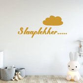 Muursticker Slaaplekker Met Wolk -  Goud -  120 x 56 cm  -  baby en kinderkamer  nederlandse teksten  alle - Muursticker4Sale