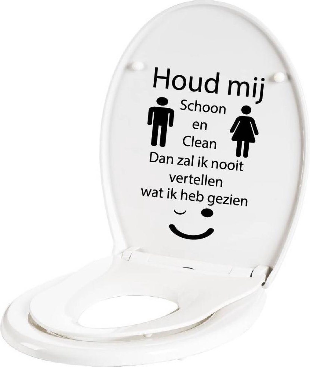 Wc Sticker Houd Mij Schoon En Clean Zwart 18 x 27 cm - toilet | bol.com