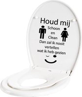 Wc Sticker Houd Mij Schoon En Clean - Zwart - 18 x 27 cm - toilet