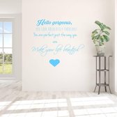 Muursticker Hello Gorgeous, - Lichtblauw - 133 x 120 cm - woonkamer slaapkamer alle