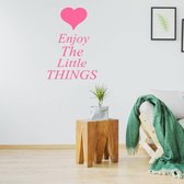 Muursticker Enjoy The Little Things -  Roze -  43 x 60 cm  -  woonkamer  slaapkamer  engelse teksten  alle - Muursticker4Sale