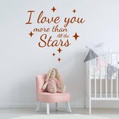 Muursticker I Love You More Than All The Stars -  Bruin -  40 x 42 cm  -  engelse teksten  baby en kinderkamer  alle - Muursticker4Sale