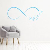 Muursticker Infinity Met Vogels - Lichtblauw - 120 x 48 cm - woonkamer slaapkamer