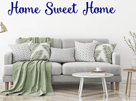Muursticker Home Sweet Home - Donkerblauw - 120 x 15 cm - woonkamer engelse teksten