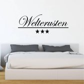 Muursticker Welterusten Met Sterren - Zwart - 80 x 29 cm - nederlandse teksten slaapkamer