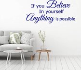 Muursticker If You Believe In Yourself Anything Is Possible - Donkerblauw - 120 x 56 cm - slaapkamer engelse teksten woonkamer