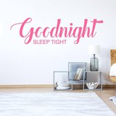 Slaapkamer Sticker Goodnight Sleep Tight -  Roze -  160 x 45 cm  -  nederlandse teksten  slaapkamer  alle - Muursticker4Sale