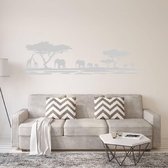 Muursticker Afrika Dieren -  Zilver -  160 x 45 cm  -  woonkamer  slaapkamer  alle  dieren - Muursticker4Sale