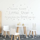 Twinkle Twinkle Little Star -  Zilver -  80 x 43 cm  -  baby en kinderkamer  engelse teksten  alle - Muursticker4Sale