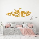 Muursticker Herten In Het Bos -  Goud -  160 x 58 cm  -  alle muurstickers  baby en kinderkamer  slaapkamer  woonkamer  dieren - Muursticker4Sale