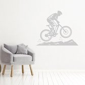 Muursticker Mountainbike -  Zilver -  100 x 82 cm  -  alle muurstickers  slaapkamer  woonkamer  baby en kinderkamer - Muursticker4Sale