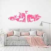 Muursticker Herten In Het Bos - Roze - 80 x 29 cm - baby en kinderkamer slaapkamer woonkamer dieren