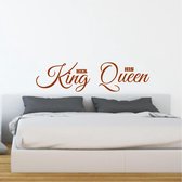 Muursticker Her King - His Queen -  Bruin -  120 x 31 cm  -  alle muurstickers  slaapkamer  engelse teksten - Muursticker4Sale