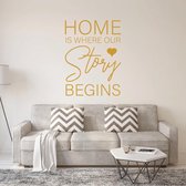 Muursticker Home Is Where Our Story Begins -  Goud -  44 x 60 cm  -  alle muurstickers  engelse teksten  woonkamer - Muursticker4Sale