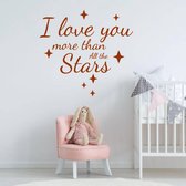 Muursticker I Love You More Than All The Stars -  Bruin -  60 x 62 cm  -  engelse teksten  baby en kinderkamer  alle - Muursticker4Sale