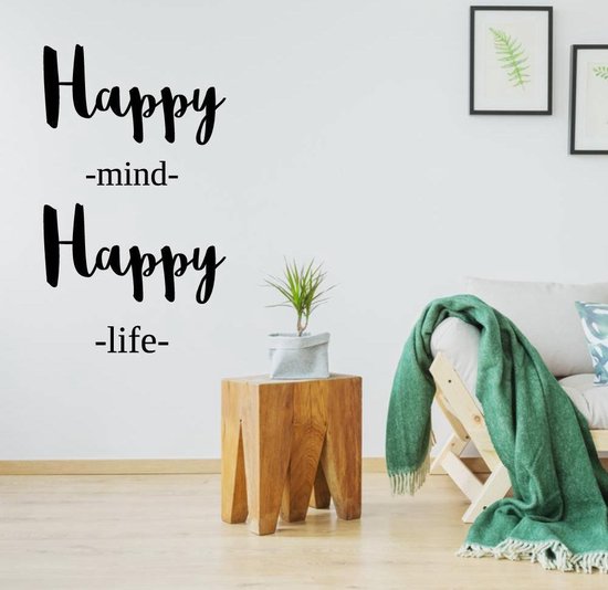 Sticker mural Happy Mind Happy Life - Rouge - 82 x 140 cm - Muursticker4Sale