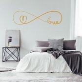 Muursticker Infinity Love Met Hartje -  Goud -  120 x 34 cm  -  alle muurstickers  slaapkamer - Muursticker4Sale