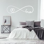 Muursticker Infinity Love Met Hartje -  Wit -  160 x 45 cm  -  alle muurstickers  slaapkamer - Muursticker4Sale