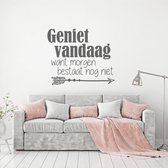Muursticker Geniet Vandaag Want Morgen Bestaat Nog Niet -  Donkergrijs -  60 x 50 cm  -  woonkamer  nederlandse teksten - Muursticker4Sale