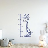 Muursticker Giraffe Met Groeimeter - Donkerblauw - 58 x 96 cm - baby en kinderkamer dieren