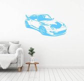 Muursticker Sportwagen 2 -  Lichtblauw -  80 x 43 cm  -  slaapkamer  woonkamer  baby en kinderkamer  alle - Muursticker4Sale