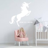 Muursticker Unicorn -  Wit -  80 x 80 cm  -  slaapkamer  alle  engelse teksten  baby en kinderkamer  dieren - Muursticker4Sale