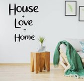 Muursticker House + Love = Home -  Geel -  107 x 140 cm  -  engelse teksten  slaapkamer  woonkamer  alle - Muursticker4Sale