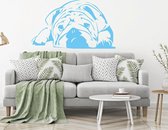 Muursticker Bulldog -  Lichtblauw -  160 x 92 cm  -  slaapkamer  woonkamer  alle muurstickers  dieren - Muursticker4Sale